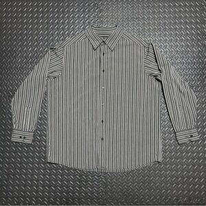 Axcess Claiborne Button Down Dress Shirt Striped Black Gray Long Sleeve Mens XL